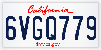 CA license plate 6VGQ779