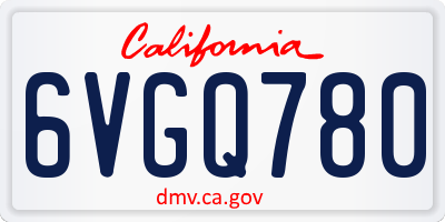 CA license plate 6VGQ780