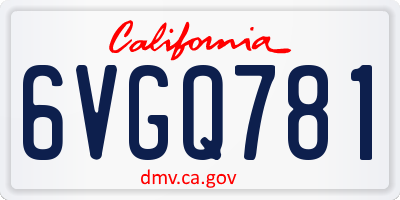 CA license plate 6VGQ781