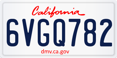 CA license plate 6VGQ782