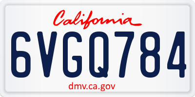 CA license plate 6VGQ784