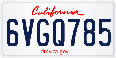 CA license plate 6VGQ785