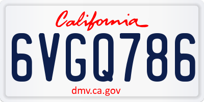 CA license plate 6VGQ786