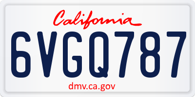 CA license plate 6VGQ787
