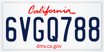 CA license plate 6VGQ788