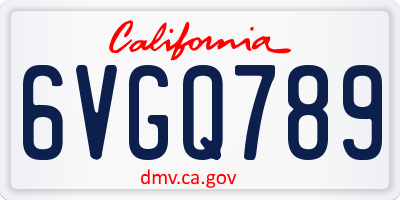 CA license plate 6VGQ789