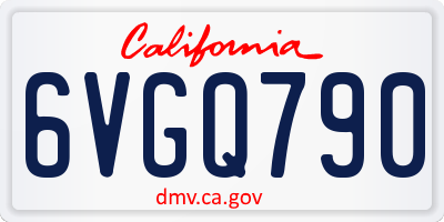 CA license plate 6VGQ790
