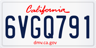CA license plate 6VGQ791