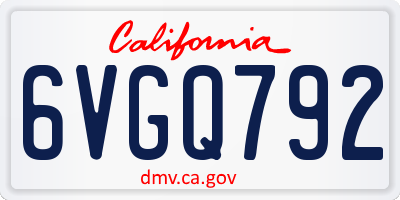 CA license plate 6VGQ792