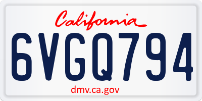 CA license plate 6VGQ794