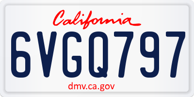 CA license plate 6VGQ797