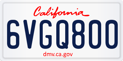 CA license plate 6VGQ800
