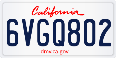 CA license plate 6VGQ802