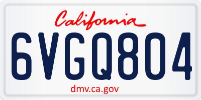 CA license plate 6VGQ804