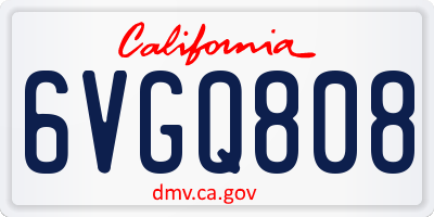 CA license plate 6VGQ808