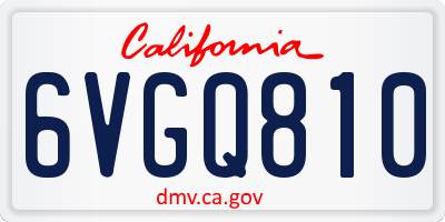 CA license plate 6VGQ810