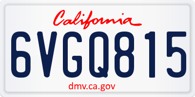 CA license plate 6VGQ815