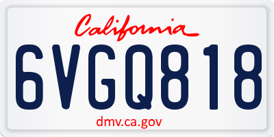 CA license plate 6VGQ818