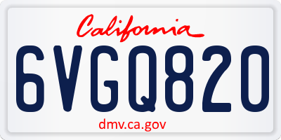 CA license plate 6VGQ820