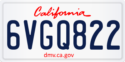 CA license plate 6VGQ822