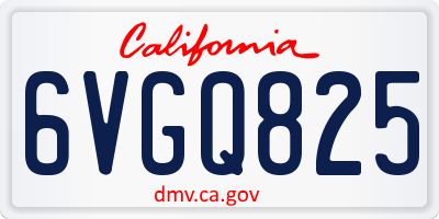 CA license plate 6VGQ825
