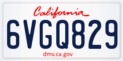 CA license plate 6VGQ829