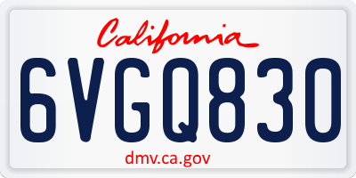CA license plate 6VGQ830