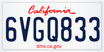 CA license plate 6VGQ833