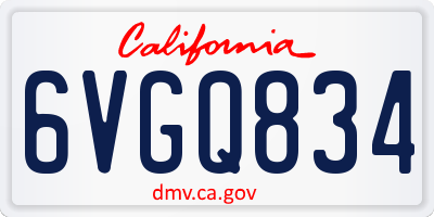 CA license plate 6VGQ834