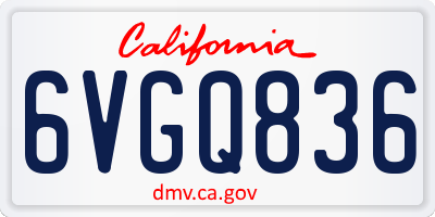CA license plate 6VGQ836