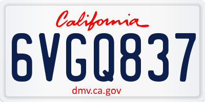 CA license plate 6VGQ837