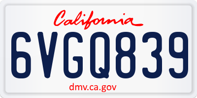 CA license plate 6VGQ839