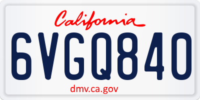 CA license plate 6VGQ840