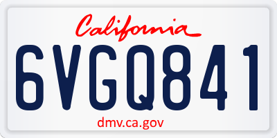 CA license plate 6VGQ841