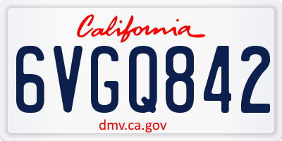 CA license plate 6VGQ842