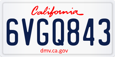 CA license plate 6VGQ843