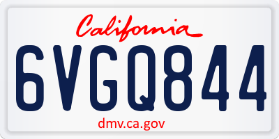 CA license plate 6VGQ844