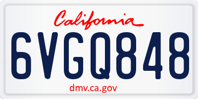 CA license plate 6VGQ848