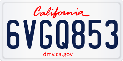 CA license plate 6VGQ853