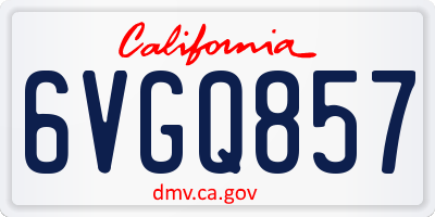 CA license plate 6VGQ857