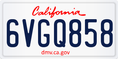 CA license plate 6VGQ858