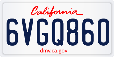 CA license plate 6VGQ860