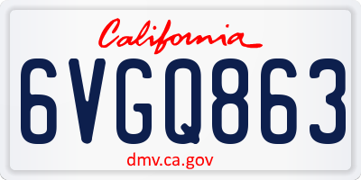 CA license plate 6VGQ863
