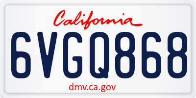 CA license plate 6VGQ868