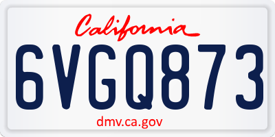 CA license plate 6VGQ873