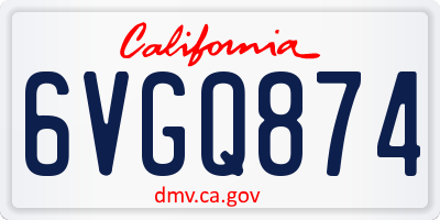 CA license plate 6VGQ874