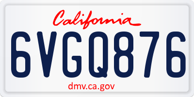 CA license plate 6VGQ876