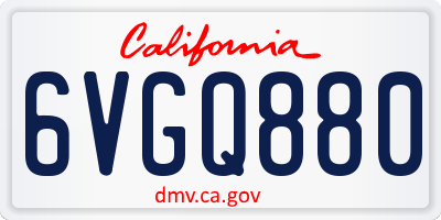 CA license plate 6VGQ880