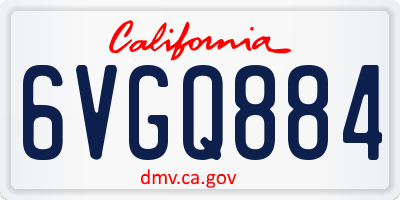 CA license plate 6VGQ884