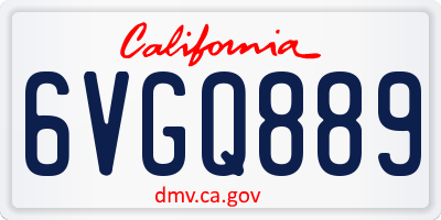 CA license plate 6VGQ889
